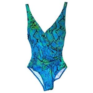 Gottex GTX Snakeskin Print One-Piece Swimsuit | Size 6 D Cup Adjustable Straps